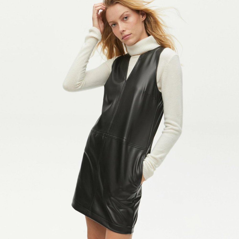 Michael Stars Cecilia Dress in Black Vegan Leather